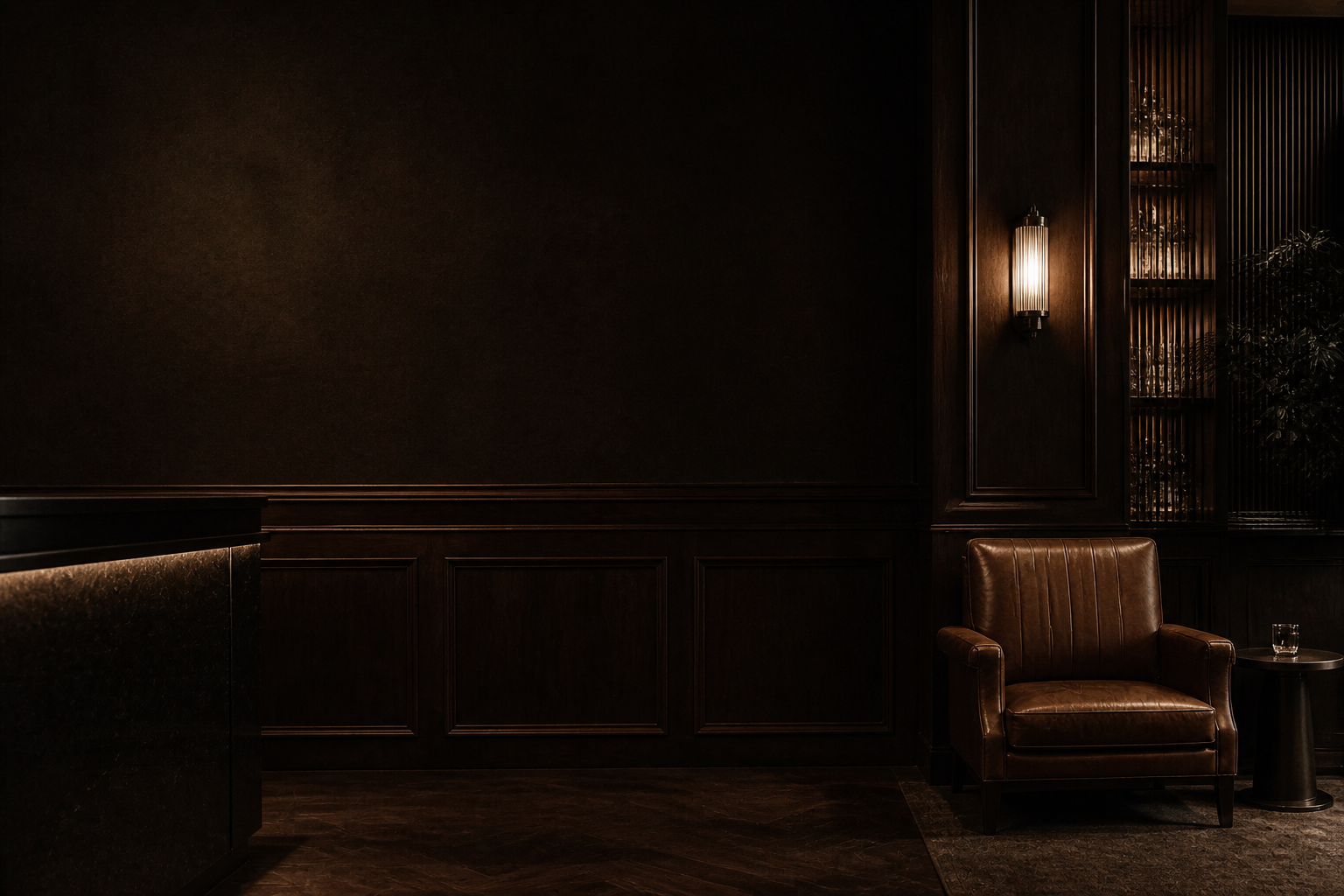 Elegant reception and waiting area at The Gentlemen's Lounge